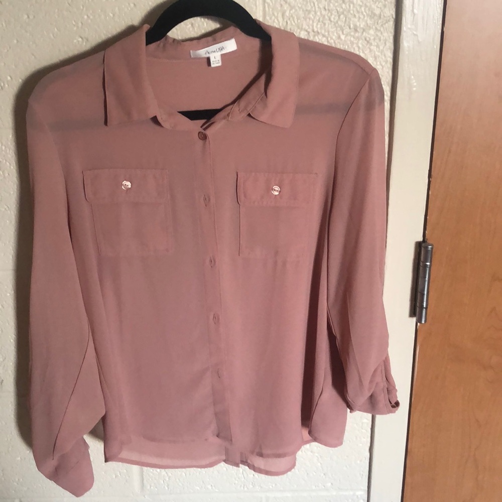 Pink Long Sleeve Button Down